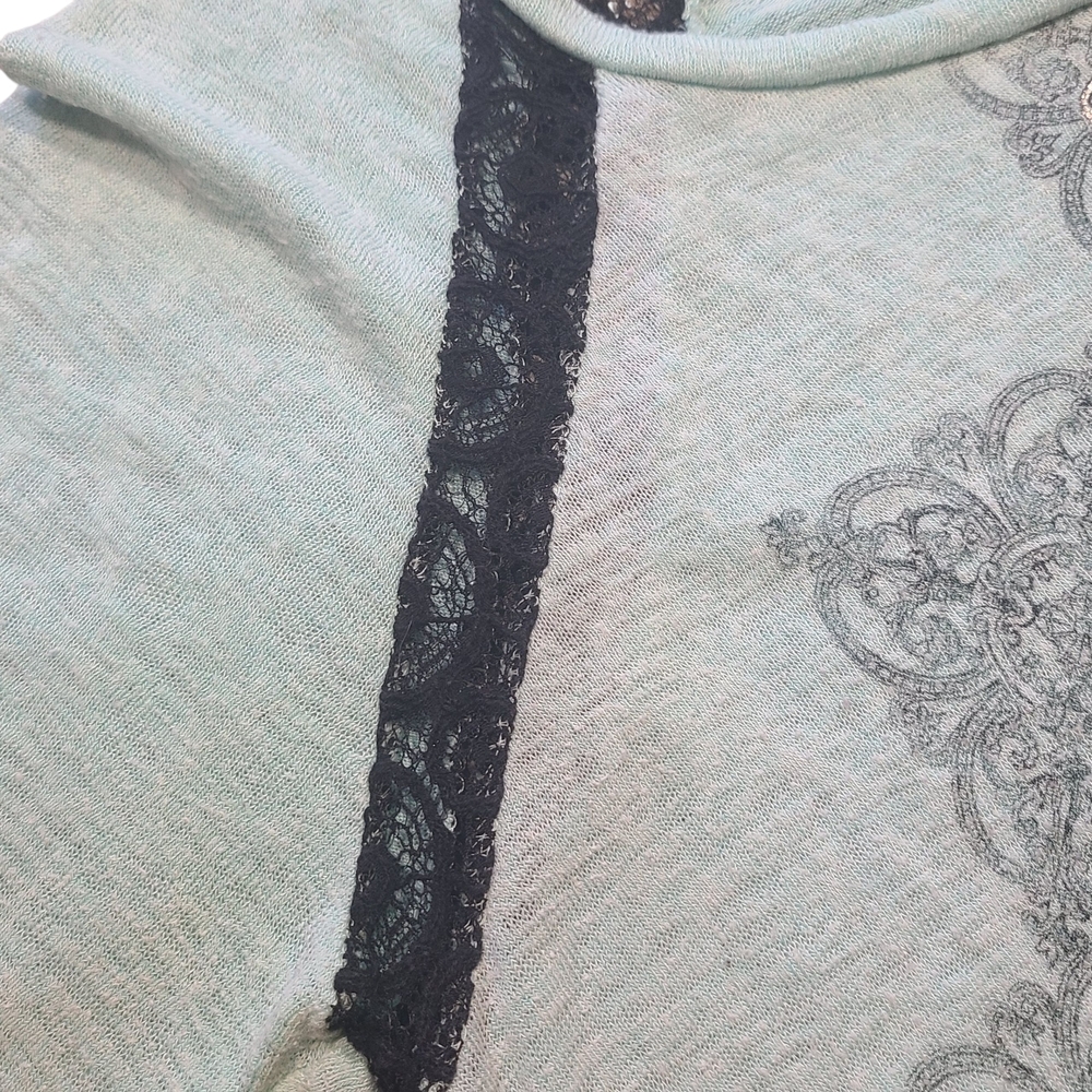 Angels & Diamonds Cross Graphic Top Large Lace Rhinestone Boho USA - Picture 6 of 9